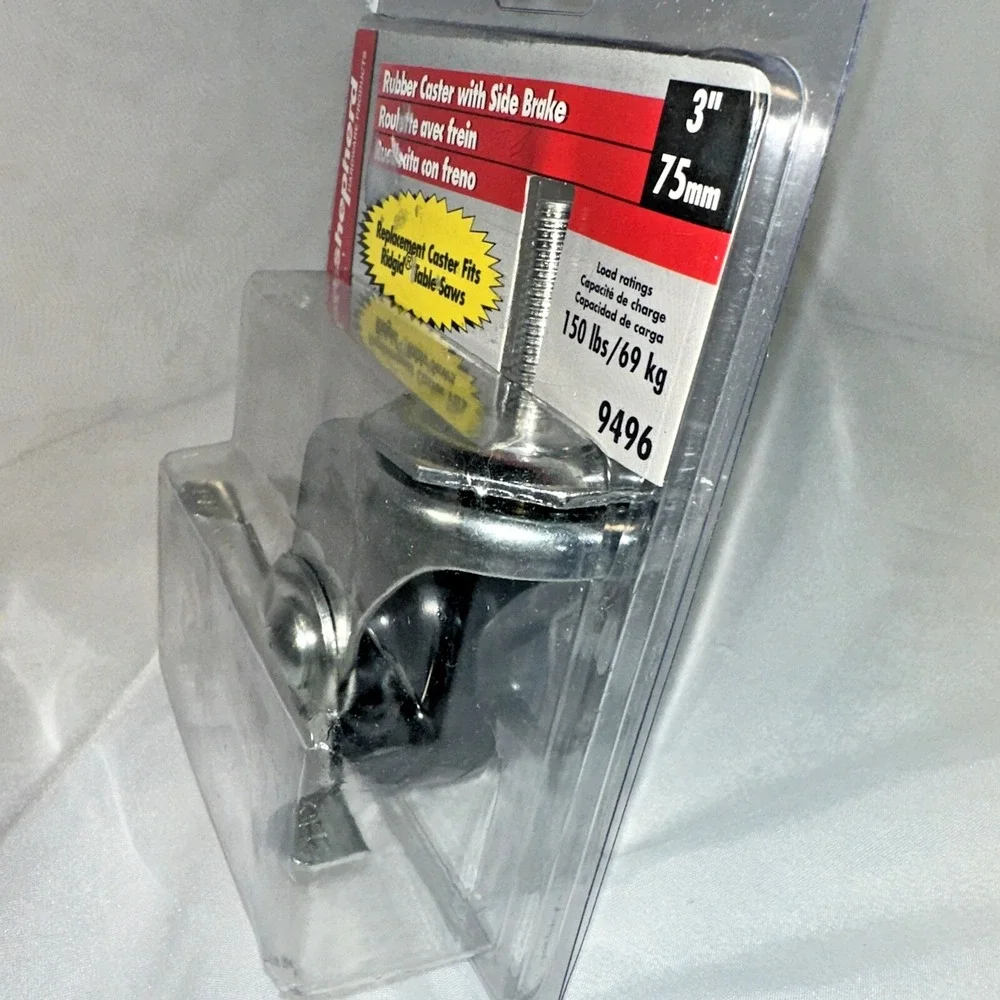 Shepherd Rubber Caster With Side lock Brake # 9496 Fits Ridgid Table Saws